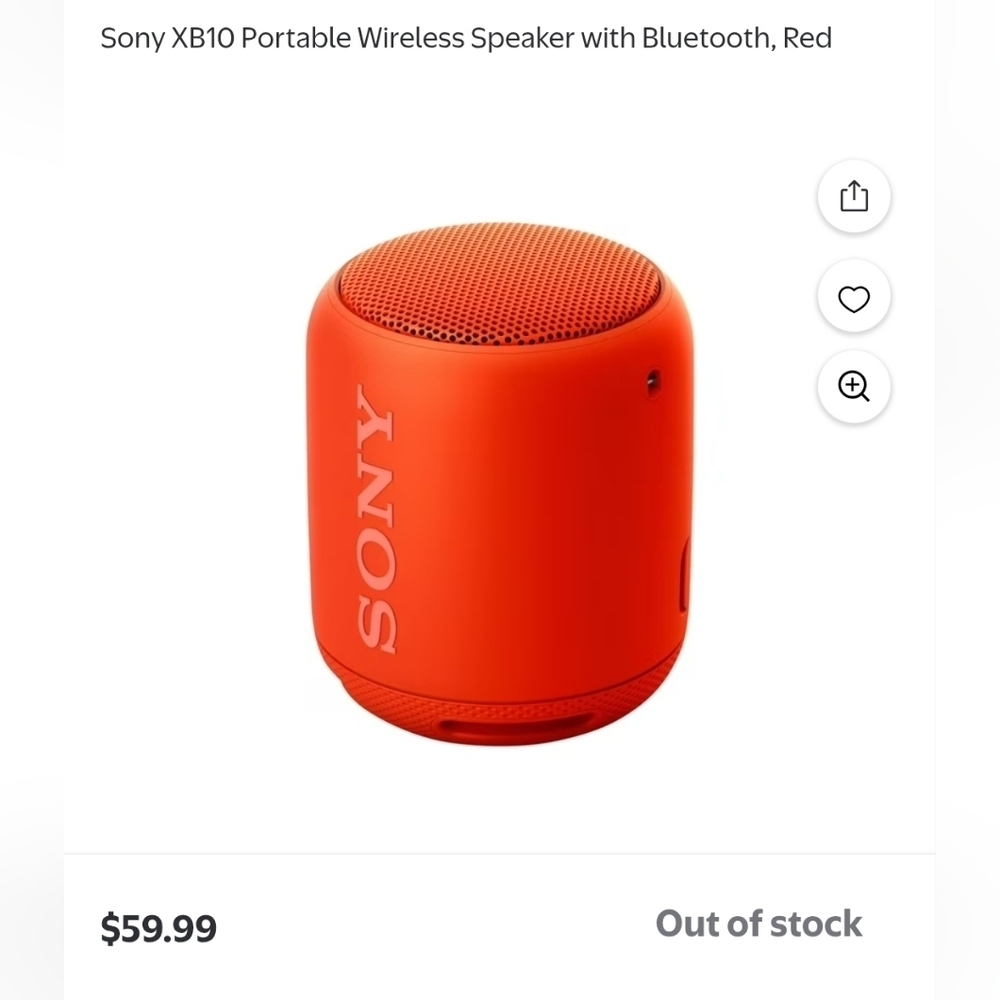 Sony XB10 Portable Wireless Bluetooth Speaker Red 16 Water Resistant